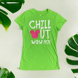 Disney Parks Disney World Neon Green “Chill Out” WDW 1971 Women’s T-Shirt M
